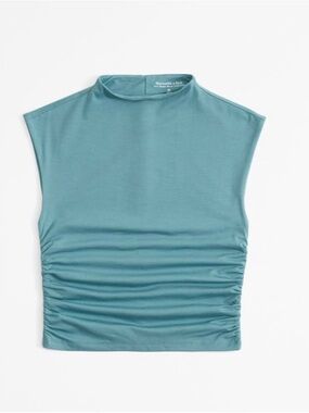 Abercrombie & Fitch Teal Ruched Mock Neck Paloma Tank, size XL